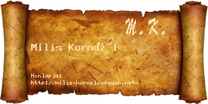 Milis Kornél névjegykártya